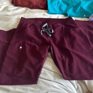 Figs Burgundy Straight Leg Pants
